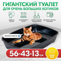 Лоток для кошек глубокий, большой "PetTails" (под наполнитель) 56*43*13см