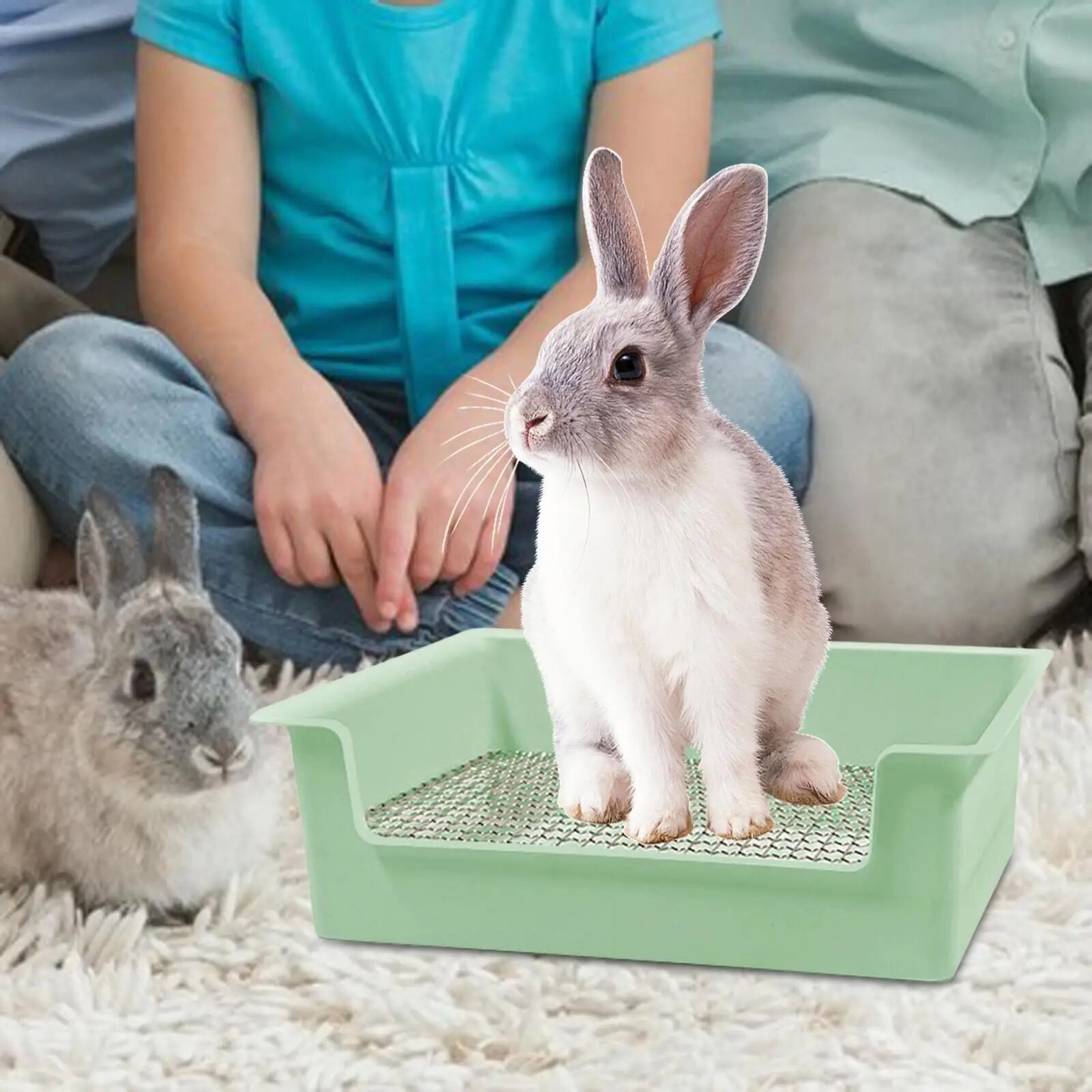 Rabbit Litter Box Small Animals Litter Tray for Guinea Pig Bunny, Hamster