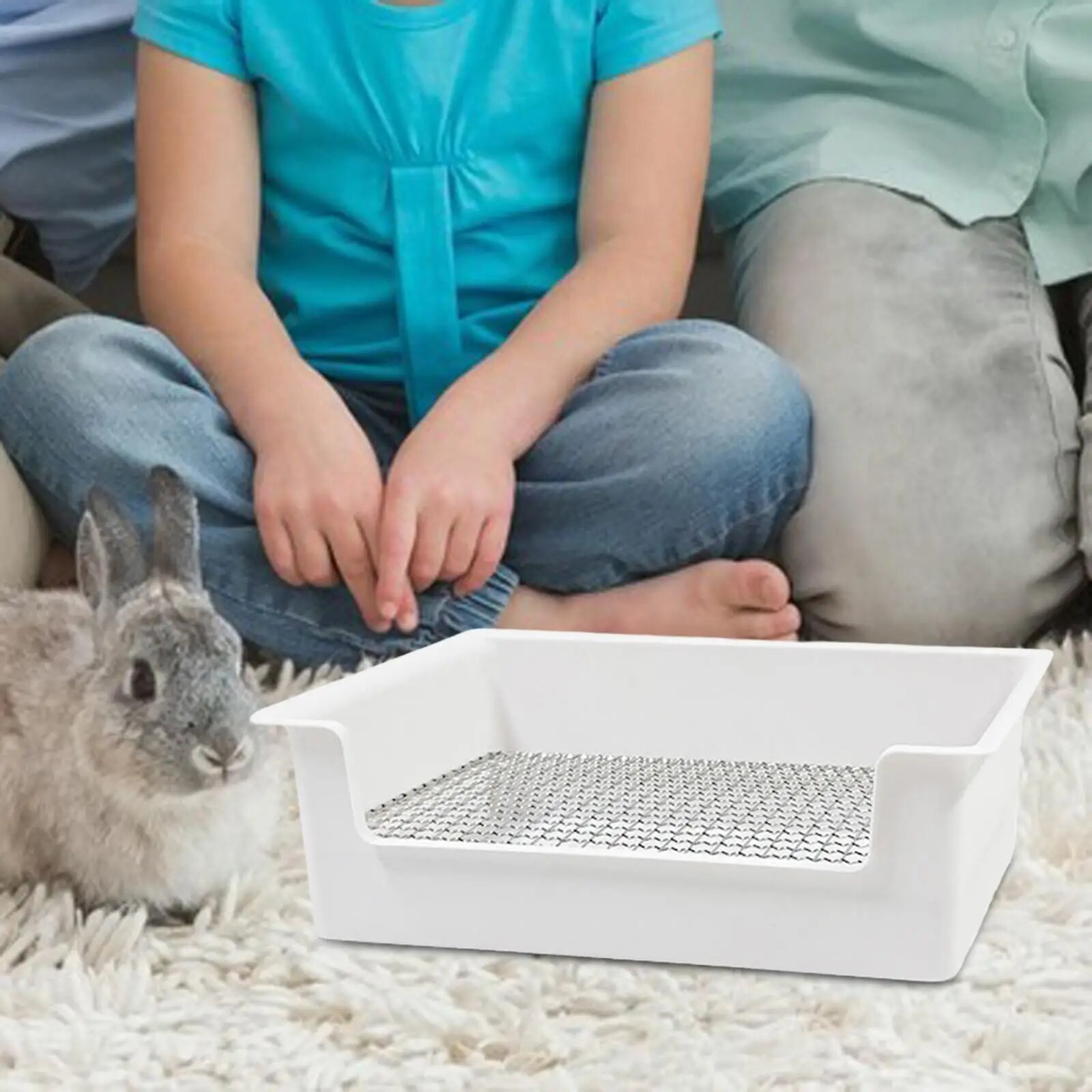 Rabbit Litter Box Small Animals Litter Tray for Guinea Pig Bunny, Hamster