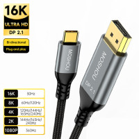 Кабель MOSHOU USB C к DisplayPort 2,1, 16K @ 30 Гц, 8K @ 60 Гц, 40 Гбит/с, Thunderbolt 4/3 Type C к DP 2,1, кабель для MacBook Pro/Air