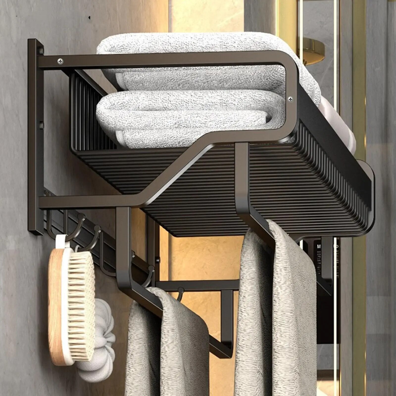 Towel Rail Rack Holder Bathroom Washroom Organizer Shower Shelf Towel Holder