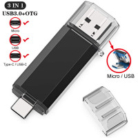 Флеш-накопитель USB 3,0 TYPE-C, OTG Флешка 3 в 1, высокоскоростная, 512 ГБ, 256 ГБ, 128 ГБ, 64 ГБ, 32 ГБ, 16 ГБ