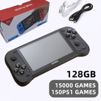 Портативная игровая консоль 5,1 дюйма, 128 ГБ, 15000 ретро-игр для PS1/GBA/SNES