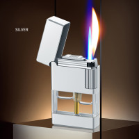 двухогневая прозрачная боковая зажигалка с газовым баком