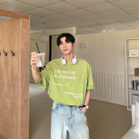 ONELYC1NS美式做舊水洗字母印花短袖T恤男女夏季復古潮流寬鬆半袖