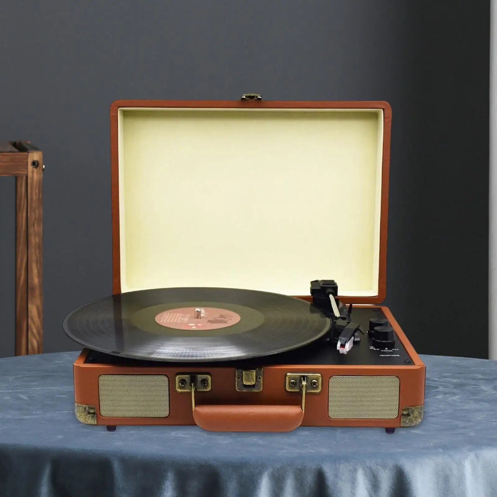 Vinyl Record Player Turntable Gramophone 3 Speeds 2.0 Stereo Speaker Retro Record Player for Bar Decoration Souvenir Collection