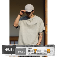 BDCT 日系山峯印花簡約休閒T恤短袖男 潮流寬鬆基礎純棉圓領T恤