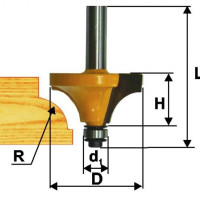 Фреза кромочная калевочная (Ø 28,6х15,5 мм; R 8 мм; хвостовик 8 мм) по дереву Энкор (46248)
