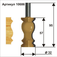Фреза кромочная фигурная (32х57 мм; хвостовик 12 мм) по дереву Энкор (10686)