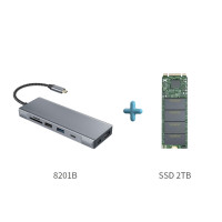 Внешний накопитель 8 в 1 с M.2 NVMe SATA SSD корпус 10 Гбит/с 4K30Hz HDMI USB 3,2 Gen2 PD100W USB3.0 M.2 NGFFF SSD