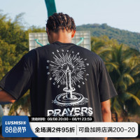 LUSHISI新款[蠟燭]主題短袖夏季冰絲運動T恤男速乾衣服美式投籃服