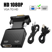 Адаптер-преобразователь VGA в hdmi, HD 1080P, адаптер VGA для ПК, ноутбука, проектора HDTV, видео, аудио, hdmi-совместим с VGA