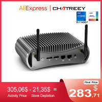 Мини-ПК Chatreey TK11F, Intel 11 ядер, i5 1145G7, без вентилятора, 3x4K @ 60 ГГц выход Thundbolt 4, поддержка NVME SSD