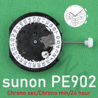 Часы с механизмом PE902 sunon PE90, тройные стрелки с 3-мя глазами и датой, небольшой хронограф, секунда и минута, 24 часа