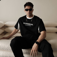 HYPERKILLER 2023SS李峙錦新款雙色拼接撞色基礎短袖T恤潮流寬鬆