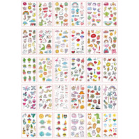 30 Pack Fake Tattoo Stickers Cartoon Temporary Tattoos Kids Arms DIY Body Art Cartoon Collection Mermaid Unicorn Animals