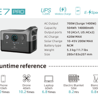 Портативная электростанция E7 700 Вт, максимальная Беспроводная зарядка 10 Вт, мощный внешний аккумулятор 140000 мАч для наружного затемнения, быстрая доставка, кемпинг