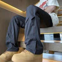 戶外機能高街尼龍衝鋒褲男夏季薄款冰絲伐木工裝褲子vibe微喇叭褲