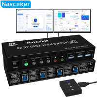 8K DP KVM USB 3,0 переключатель 4X2 двойной монитор 4K 144 Гц Расширенный дисплей Displayport переключатель 4 в 2 выход для 4 ПК Share клавиатура мышь