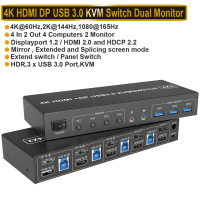 4 порта HDMI KVM USB 3,0 переключатель 4X2 двойной монитор 4K @ 60 Гц Расширенный дисплей DP KVM переключатель 4 в 2 выход для 4 ПК Share клавиатура мышь