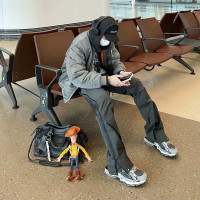 far archive美式尼龍軟殼衝鋒褲拉鍊褲高街褲子機能工裝褲男潮牌