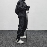 JDKZ國潮鳥牌戶外機能速乾側拉鍊衝鋒褲男街頭vibe防風寬鬆休閒褲