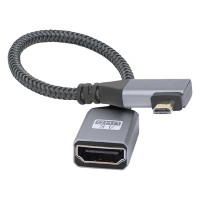 Удлинительный кабель 20 см Micro HDMI-совместимый с прямым углом Micro HDMI-совместимый конвертер в нейлоновой оплетке для камер HDTV мониторов