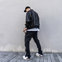 Toos.美式高街機能vibe微喇叭褲子壓膠側拉鍊輕薄尼龍運動褲長褲