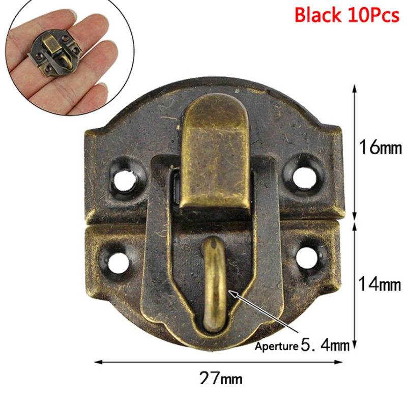 10Pcs 27*30mm Vintage Antique Hasps Iron Lock Catch Latches For Jewelry Chest Box Suitcase Buckle Clip Clasp Hardware