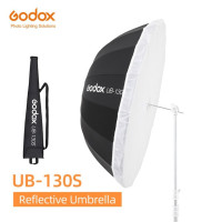 Godox UB-130S 51 дюймов 130 см параболический черный светоотражающий Зонт студисветильник ный Зонт с черной серебряной крышкой рассеивателя