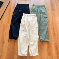 薄款抽繩~U家款牛貨登山戶外露營女裝休閒工作服褲收腳口大口袋傘褲