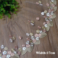 1 ярд, размер: 18 см (7,20 дюйма), вышитая золотая нить, кружевная ткань, Обрезанные ленты, «сделай сам», материалы для шитья ручной работы, сетчатая ткань (искусственная кожа)