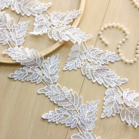 1 ярд, 9,3 см, ширина, белые, черные кружева с вышивкой, гипюровые кружева в виде листьев, Цветочная кружевная ткань для шитья ленты