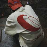 CORNAO後背logo印花原創潮牌長袖T恤純棉圓領男女城市戶外寬鬆版