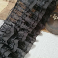 Шифоновая трехслойная плиссированная сетчатая ткань с вышивкой, 12 см