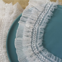 Шифоновый эластичный кружевной воротник с объемными оборками, ширина 8 см