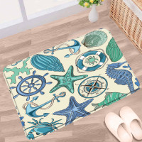 Коврик в средиземноморском стиле с якорем, коврик в ванную комнату, синий винтажный деревянный коврик с рисунком, Нескользящие коврики, коврики для ванной, кухни, прихожей, коридора