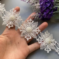 Белая Снежинка, жемчуг, вышитая бисером цветок ручной работы, кружевная отделка, лента, двухслойная аппликация, платье «сделай сам», швейное ремесло 5 см, 10 шт.