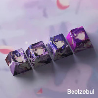 Механическая клавиатура Keycap Genshin Impact PBT Sublimation R4 Cherry Profile, 4 шт