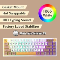 Беспроводная механическая клавиатура FEKER IK65, 65% дюйма, Bluetooth, 2,4 ГГц, RGB, 3 режима, через Hotswap, вишневый профиль, колпачок клавиш, прокладка