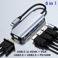 MZX HDMl VGA сплиттер-удлинитель док-станции USB-концентратор адаптер типа C док-станция аксессуары для ноутбуков для HDMI Macbook Pro Nintendo