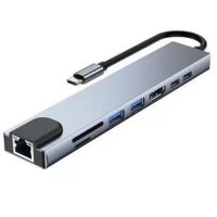 USB-концентратор 8 в 1, Тип C, HDMI, 4K, RJ45, Lan, Ethernet, TF, SD