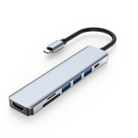 Разветвитель USB 7 в 1, Type C, 4k, 30 Гц