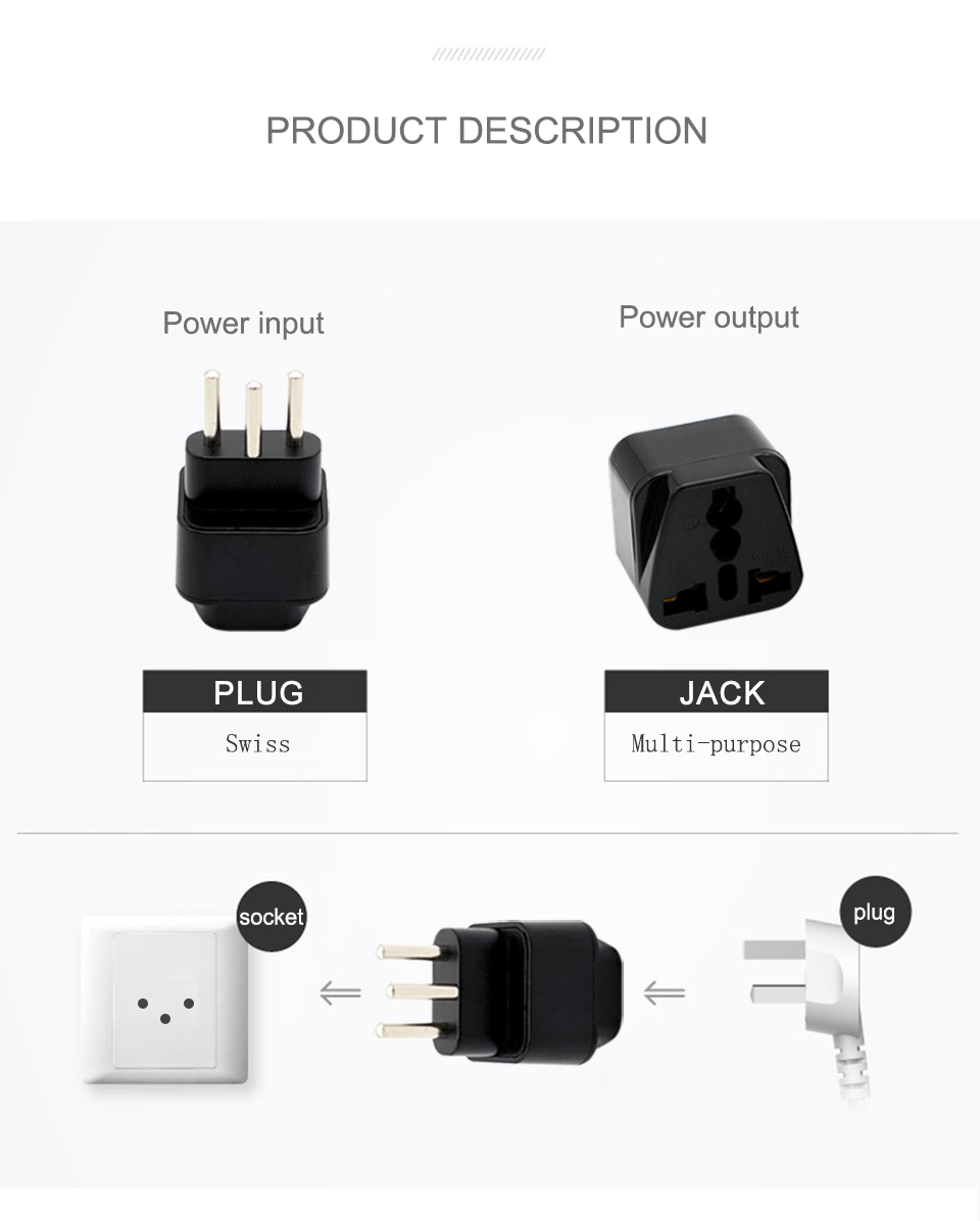 USAUUKEU to Swiss Adaptor Swiss plug Travel Converter Adapter Household Plugs Power Adapter charger Swiss tourism conversion (6)