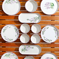 Набор керамических тарелок для завтрака, 14 шт., 6 персон