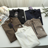 雪山系列 小眾潮簰！夏季男士半門襟拉鍊寬鬆速乾運動短袖T恤