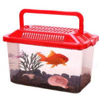 Прозрачный пластиковый контейнер для золотых рыбок, 1 шт., контейнер для черепахи, клетка для хомяка, портативный аквариум, товары для домашних животных (случайный цвет)