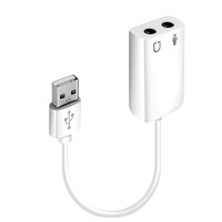 Внешняя звуковая карта USB - Jack 3.5mm / Переходник для наушников и микрофона / USB - (Выход / Папа / Штекер) на AUX Jack 3.5mm - (Вход / Мама / Гнездо) / Звуковой адаптер юсб - аукс джек 3.5мм