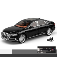 1/24 Audi A8 литая металлическая Игрушечная машина, миниатюрная модель автомобиля, задний звук, открывающиеся двери, коллекционный подарок для мальчика