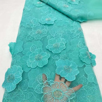 Красная африканская кружевная ткань с блестками для жениха 5 ярдов 2024 высококачественная ткань из фатина для шитья